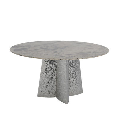 Stainless Steel Marble Dining Table 6 Seater Marble Look Dining Table