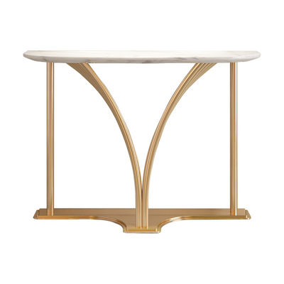 Stainless Steel Entrance Table Wall Table Titanium Gold Metal Base Natural Marble Top Hotel Villa And Living Room Use