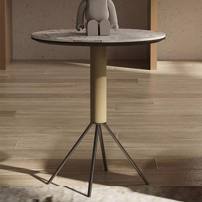 Living Room Stainless Steel Side Table With Brushed Gun Black Ceramic Top