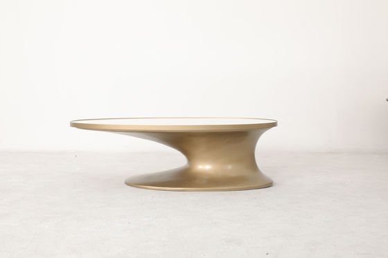 Oval Natural Marble Top Dining Table with Brushed Gold Stainless Steel Base