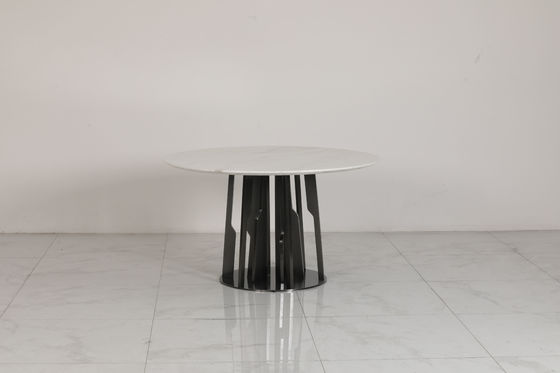 Stylish Industrial Marble Dining Tables With Customizable Stainless Steel Base
