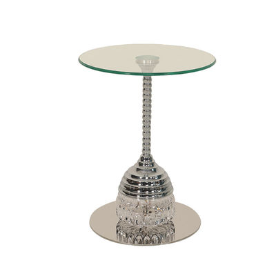 Minimalism Satin Finish Clear Glass Top Stainless Steel End Table Metal