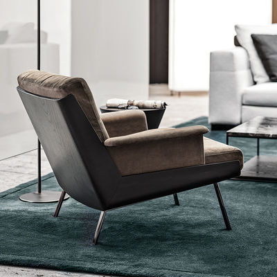 Leather Dark Grey Velvet Dining Chairs Customized With Oak Backrest