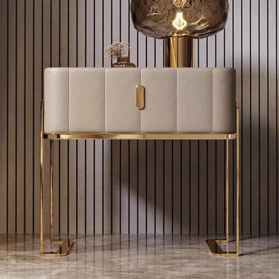 Small Genuine Leather Night Stand Leather Wrapped Nightstand For Hotel Villa