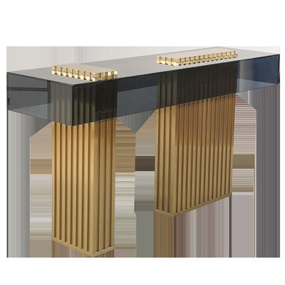 Living Room Stainless Steel Console Table Wall Table With Brushed Gold Grey Acrylic Top Metal Legs
