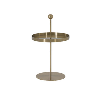 Small Stainless Steel End Table With Matt Champagne Gold Metal Base