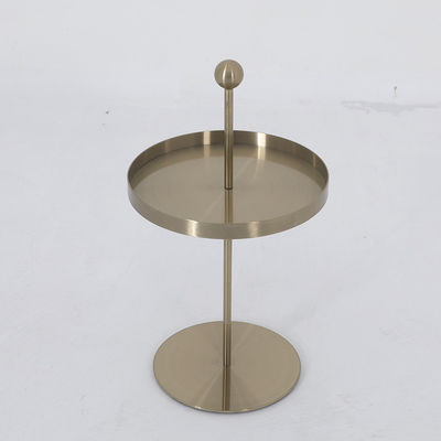 Small Stainless Steel End Table With Matt Champagne Gold Metal Base