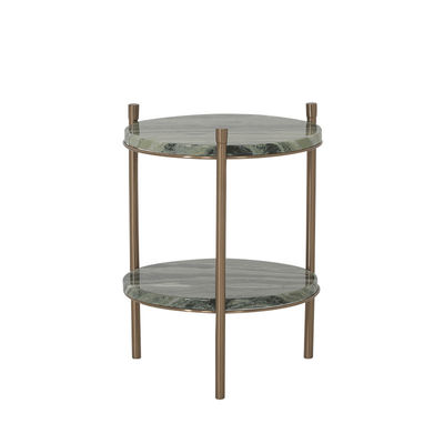 Living Room Round Small Stainless Steel End Table side table With Matt Gold Natural Marble Top