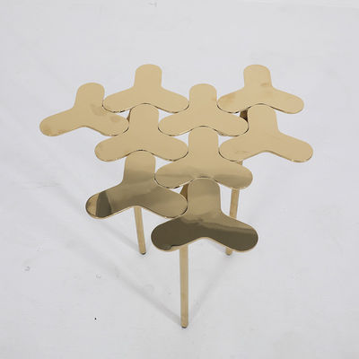 Stainless Champagne Gold Side Table Mirror Finish All Metal Side Table