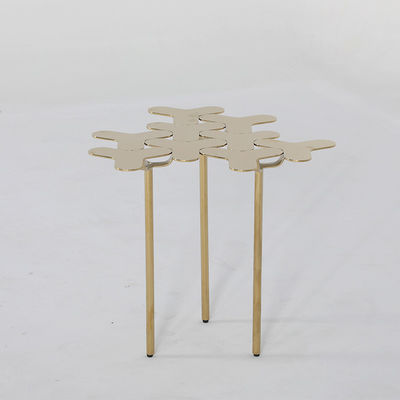 Stainless Champagne Gold Side Table Mirror Finish All Metal Side Table