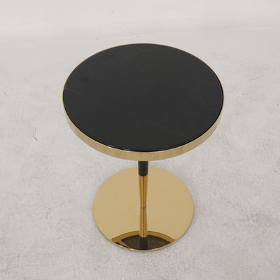 Living Room Small Stainless Steel End Table Side Table With Shiny Bright Gold Black Glass Top Metal Leg