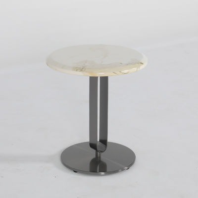 Living Room Small Stainless Steel End Table Side Table With Brushed Gold Matt Black Natural Marble Top Metal Leg