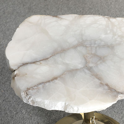 White Gold Granite Top End Table Shiny Silver Side Table Granite Top
