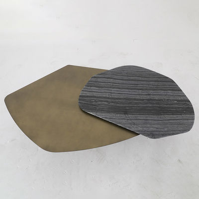 Living Room Stainless Steel Rotatable Coffee Table  With Antique Bronze Satin Finish Natural Marble Top Metal Legs