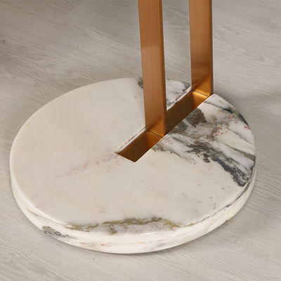 Living Room Small Stainless Steel End Table Side Table With Brushed Gold Natural Marble Top Marble Base