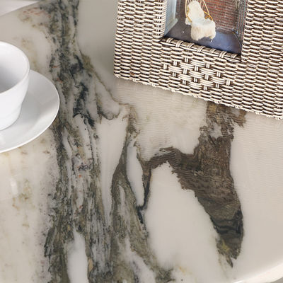 Living Room Small Stainless Steel End Table Side Table With Brushed Gold Natural Marble Top Marble Base