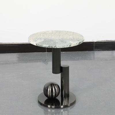 Natural Marble Top End Table Customized Round Marble Side Table