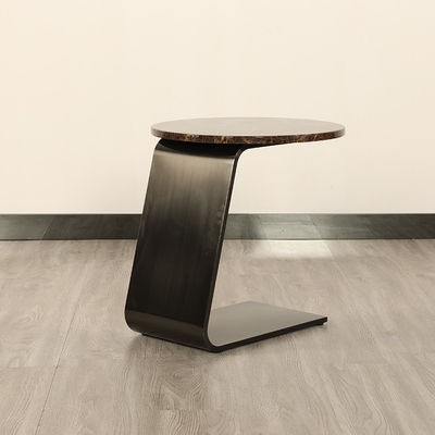 Brushed Matte Black Finish Coffee Table Marble Top Customized Stainless Steel Base