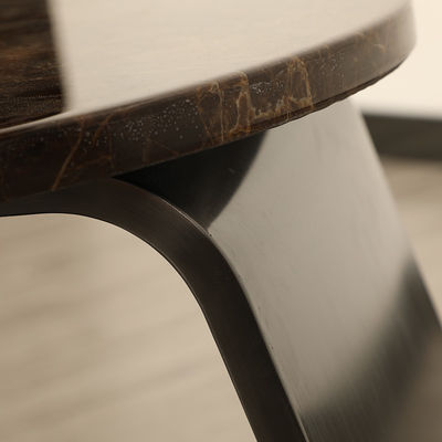 Brushed Matte Black Finish Coffee Table Marble Top Customized Stainless Steel Base