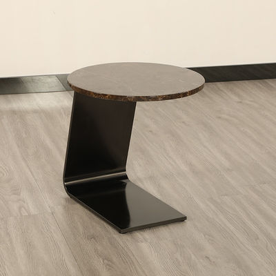 Brushed Matte Black Finish Coffee Table Marble Top Customized Stainless Steel Base