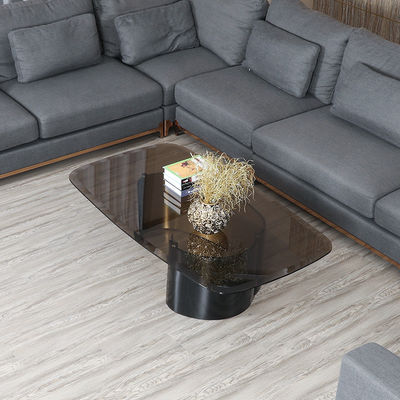 Satin Finish Tempered Glass Coffee Table Brushed Gold Rectangle Coffee Table