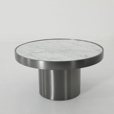 Round White Marble And Metal Accent Table Stainless Steel Base