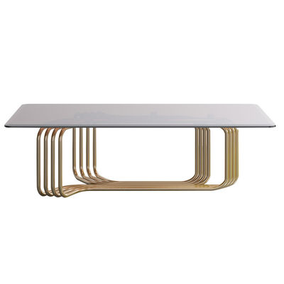 Gold Stainless Steel Glass Top Coffee Table Customized Tempered Glass Tea Table