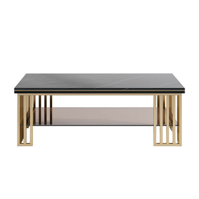 Home Use Rectangle Coffee Table Mirror Finish Tea Table Marble Top