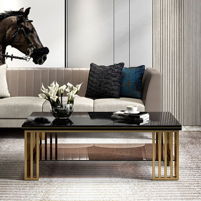Home Use Rectangle Coffee Table Mirror Finish Tea Table Marble Top
