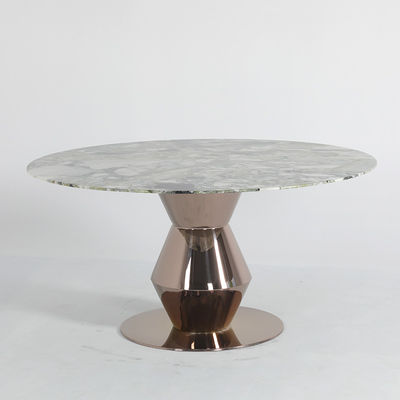 Rose Gold Stainless Steel Dining Table Mirror Finish Large Marble Dining Table