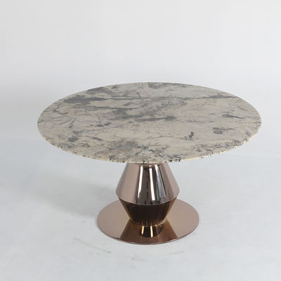 Rose Gold Stainless Steel Dining Table Mirror Finish Large Marble Dining Table