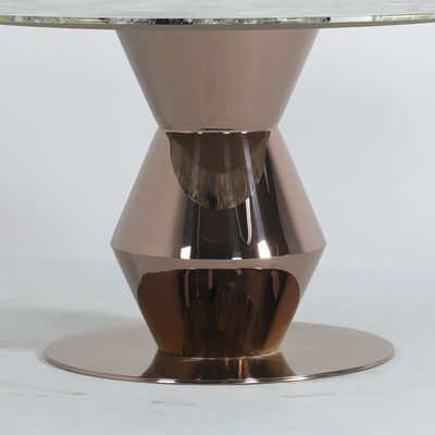 Rose Gold Stainless Steel Dining Table Mirror Finish Large Marble Dining Table