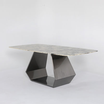 Black Finish Marble Pedestal Dining Table Rooms Rectangular Steel Table