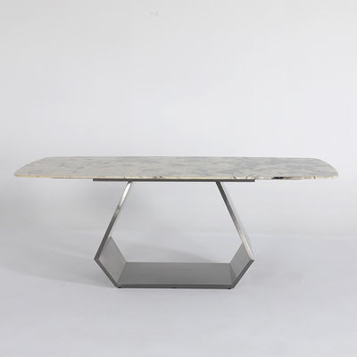 Black Finish Marble Pedestal Dining Table Rooms Rectangular Steel Table