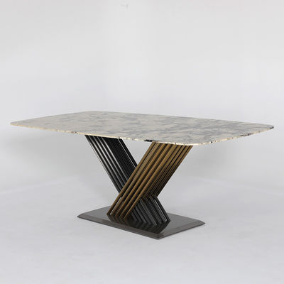 Stainless Marble Rectangle Dining Table Restaurant Furniture Dining Room Use