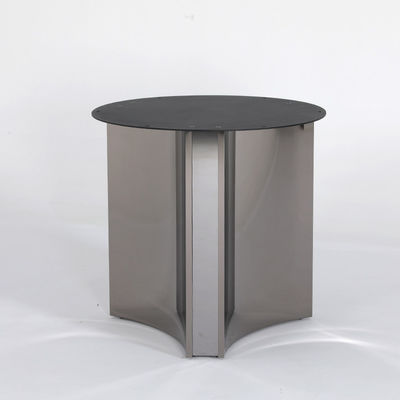 Silver Marble Top Round Dining Table Stainless Steel Legs For Restaurant