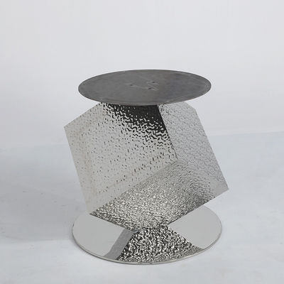 Customized Round Marble Table Dining Shiny Silver Wave Panel