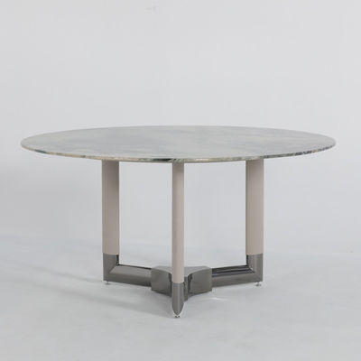 Grey Round Marble Kitchen Table Customized Circle Marble Dining Table