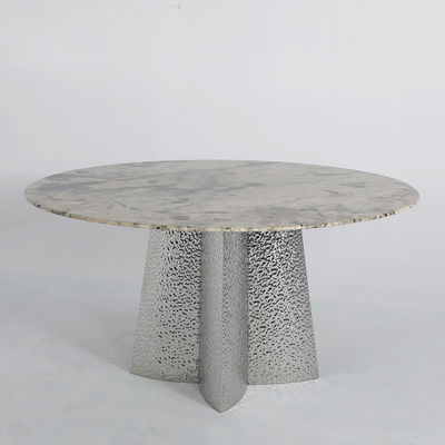 Stainless Steel Marble Dining Table 6 Seater Marble Look Dining Table