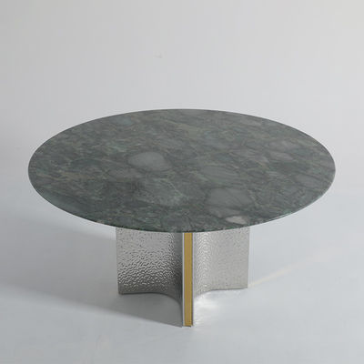 Round Marble Top Dining Table Set 6 Seater Brushed Gold Color