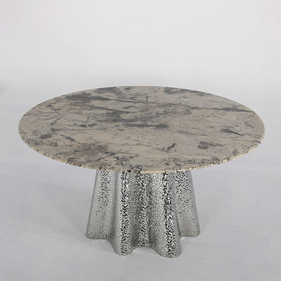 Customized Marble Round Dining Table For 6 Marble Top Metal Legs