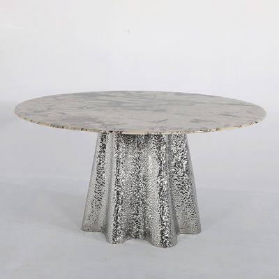 Customized Marble Round Dining Table For 6 Marble Top Metal Legs