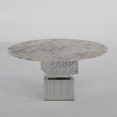 Matte Silver Marble Counter Height Table For Dining Room Use