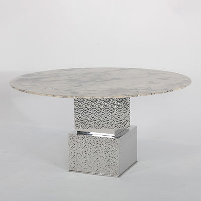 Matte Silver Marble Counter Height Table For Dining Room Use