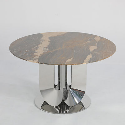 Sleek Steel Marble Top Dining Table With Gold Legs Dia 1500*750mm