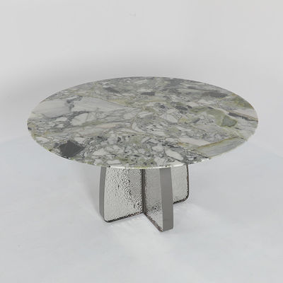 Matte Grey Marble And Metal Dining Table Satin Finish Customized