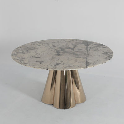 Round Marble Metal Dining Table Stainless Marble Table Gold Legs