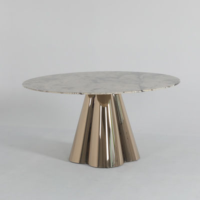 Round Marble Metal Dining Table Stainless Marble Table Gold Legs