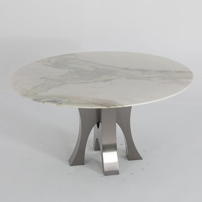 Round Luxury Marble Dining Table Stainless Steel Solid Marble Dining Table