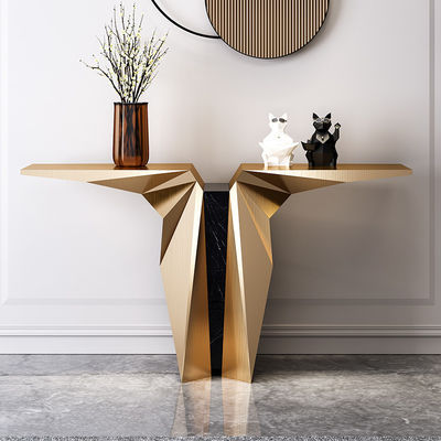 Stainless Steel Console Table Wall Table Angel Wing Shape With Brushed Gold Metal Base Hotel Villa And Living Room Use
